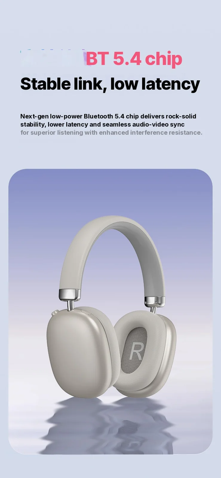 Bezdrátová sluchátka přes uši Bluetooth 5.4 dlouhá výdrž skládací