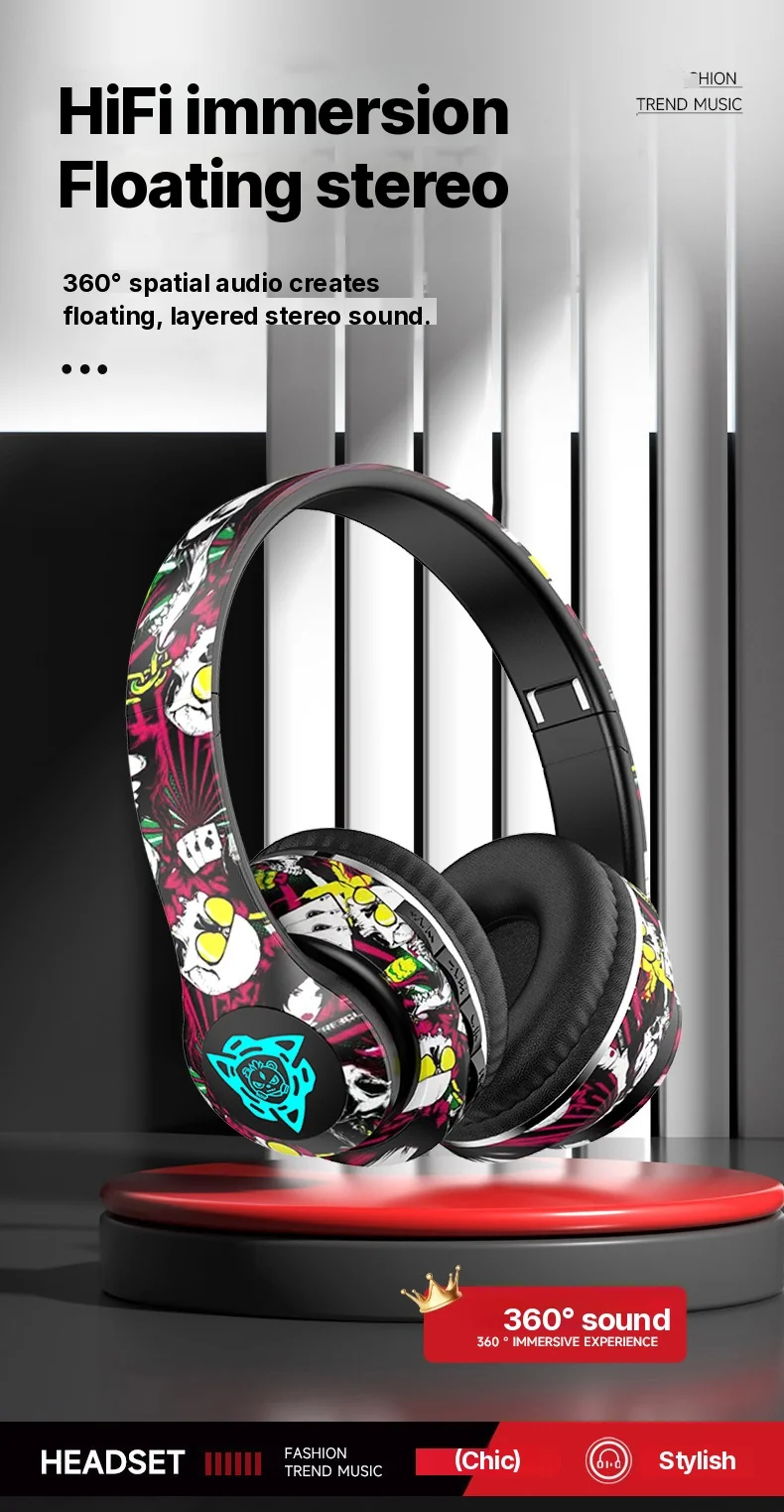 Wireless Bluetooth Over-Ear Headphones with Mic, 40mm Driver, 350mAh Battery