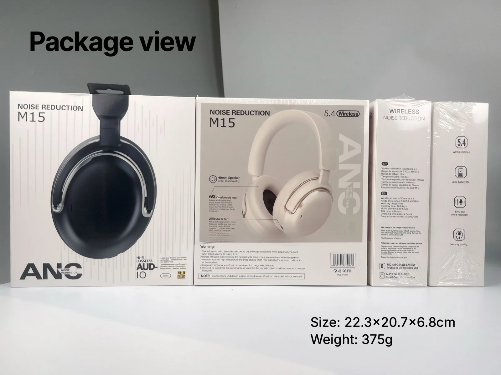 Active Noise Cancelling Wireless Over-Ear Headphones with Mic