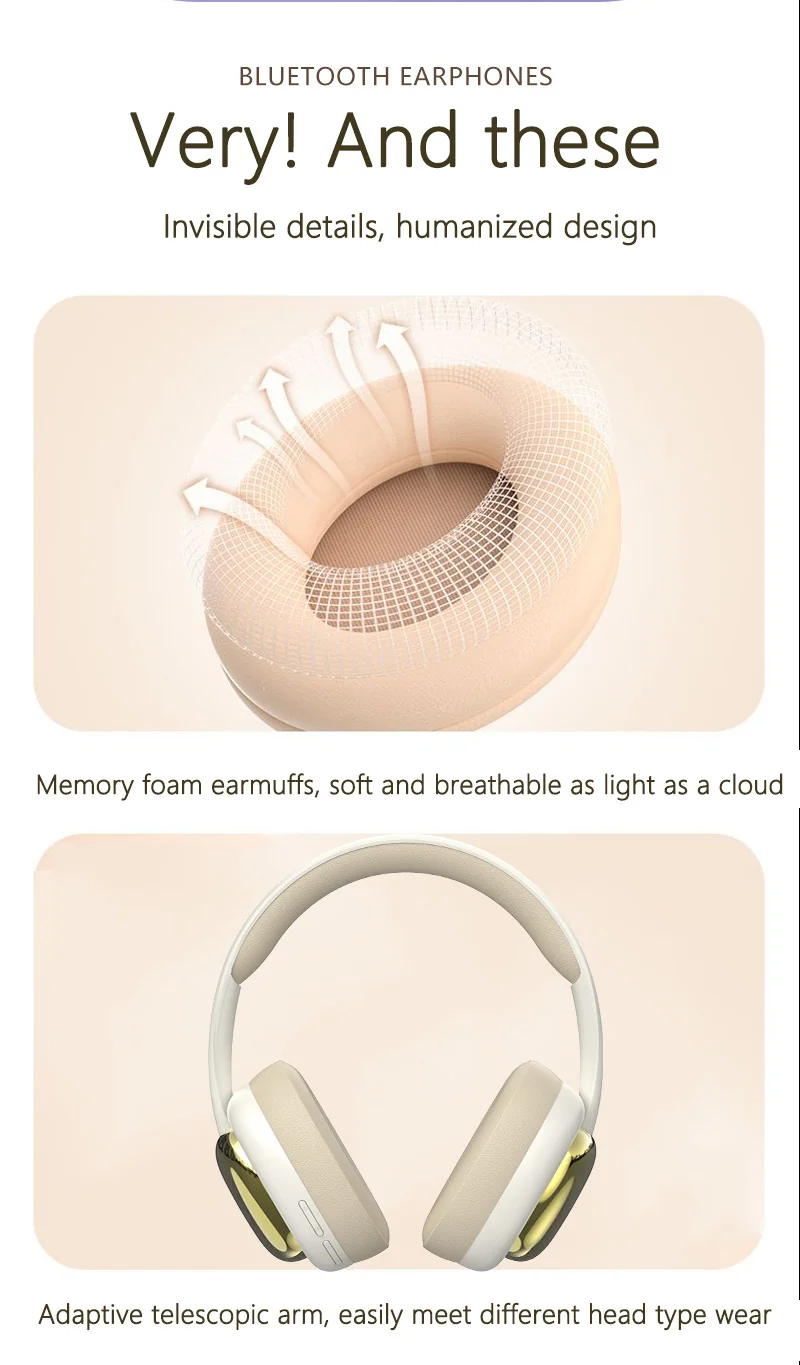 Wireless Over-Ear Headphones with Bluetooth 5.3 and Long Battery Life