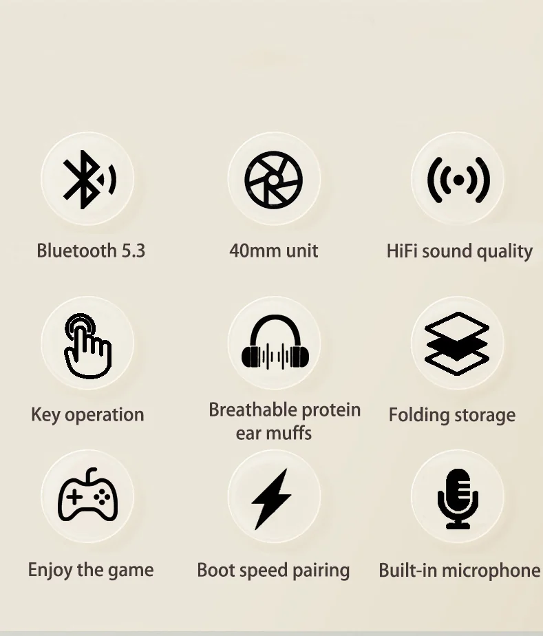 Wireless Bluetooth Over-Ear Headphones with FM Radio and TF Card Slot
