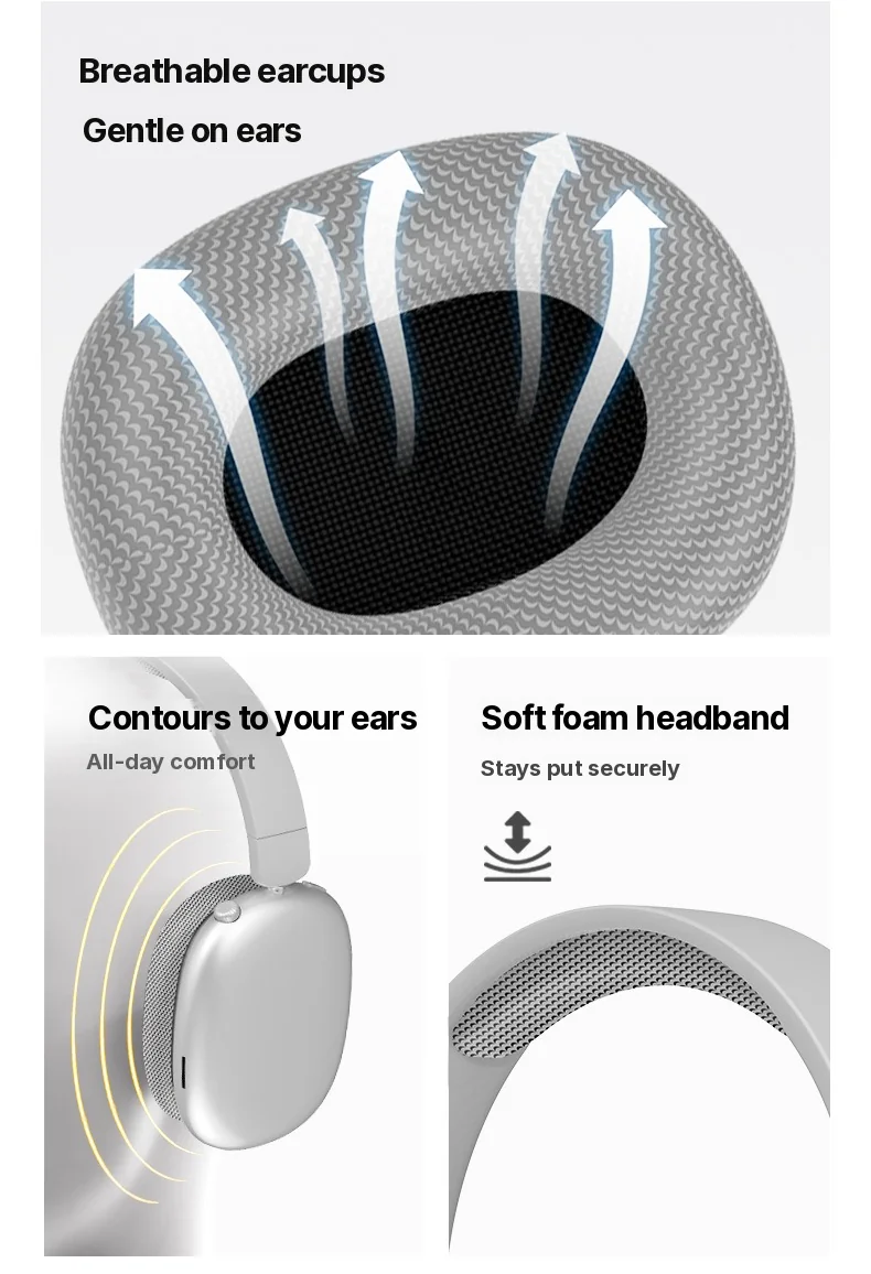 Wireless Bluetooth Over-Ear Headphones with Long Battery Life