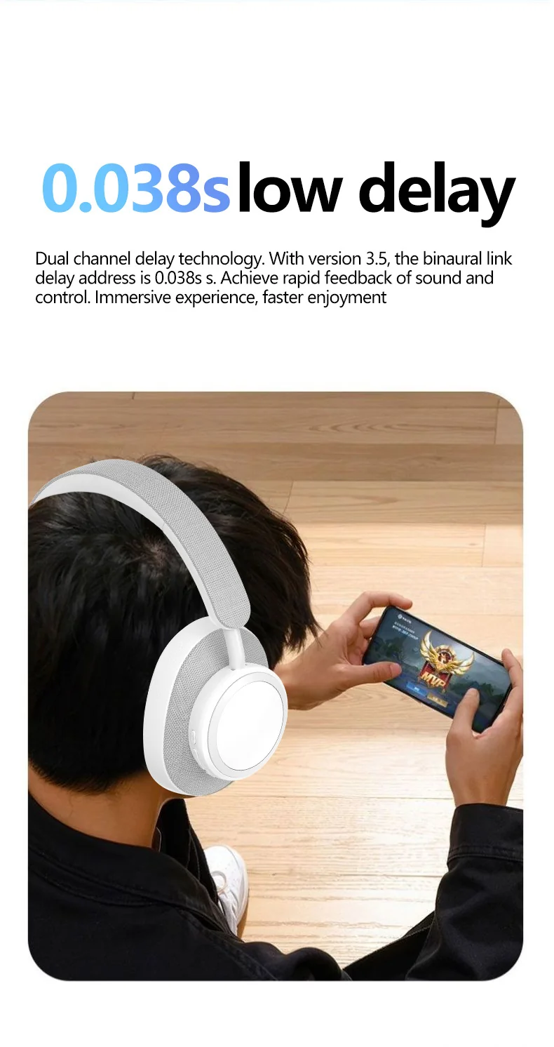 Wireless Over-Ear Headphones with Deep Bass and Long Battery Life