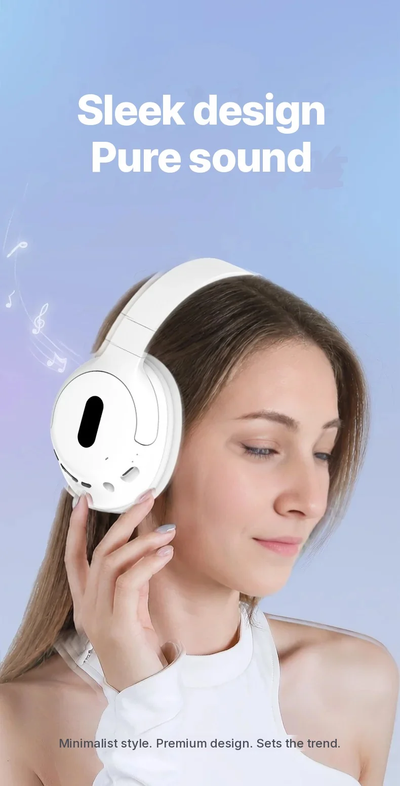 Cuffie Bluetooth Over-Ear Wireless con Microfono, Design Leggero