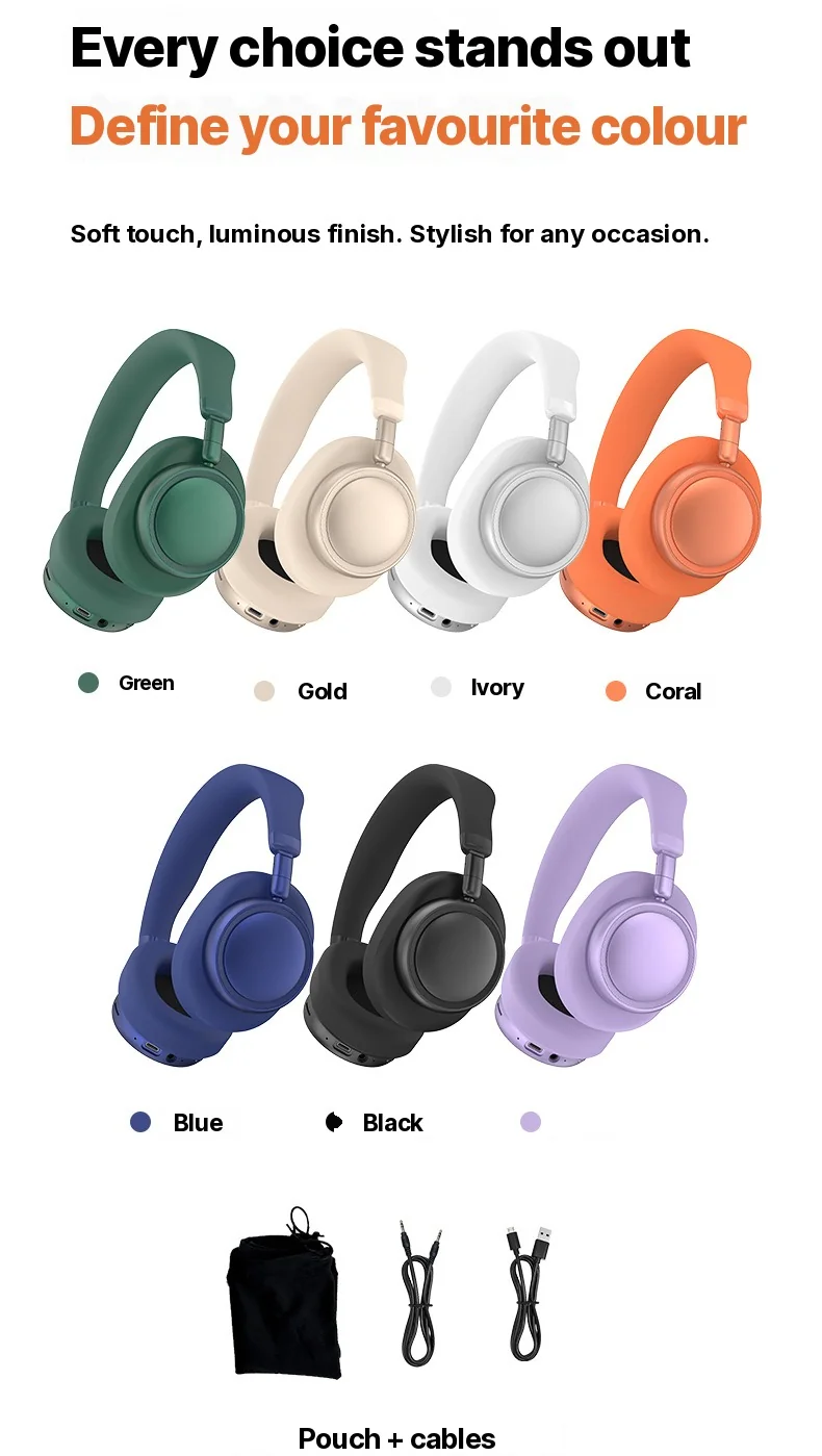 Bezdrôtové Bluetooth slúchadlá s hlbokými basmi a nabíjaním Type-C