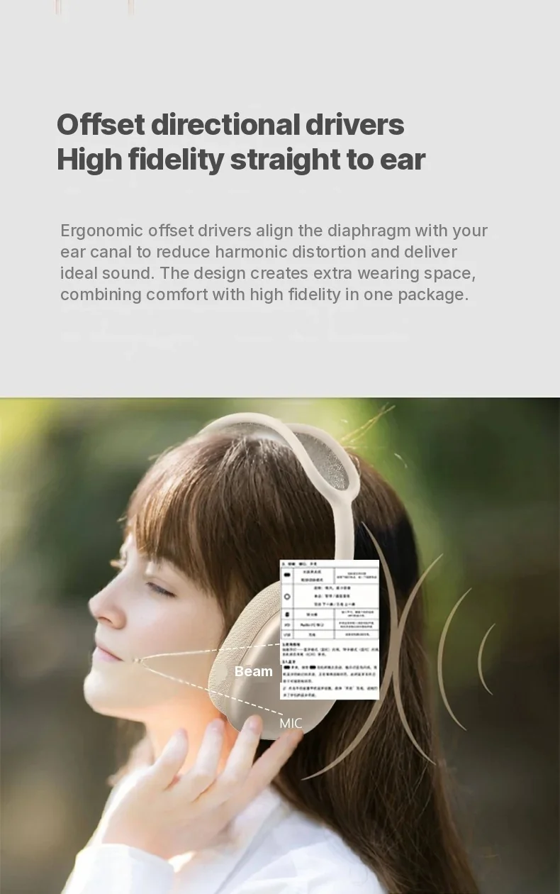 Cuffie Wireless Over-Ear con Padiglioni Magnetici e Archetto in Rete