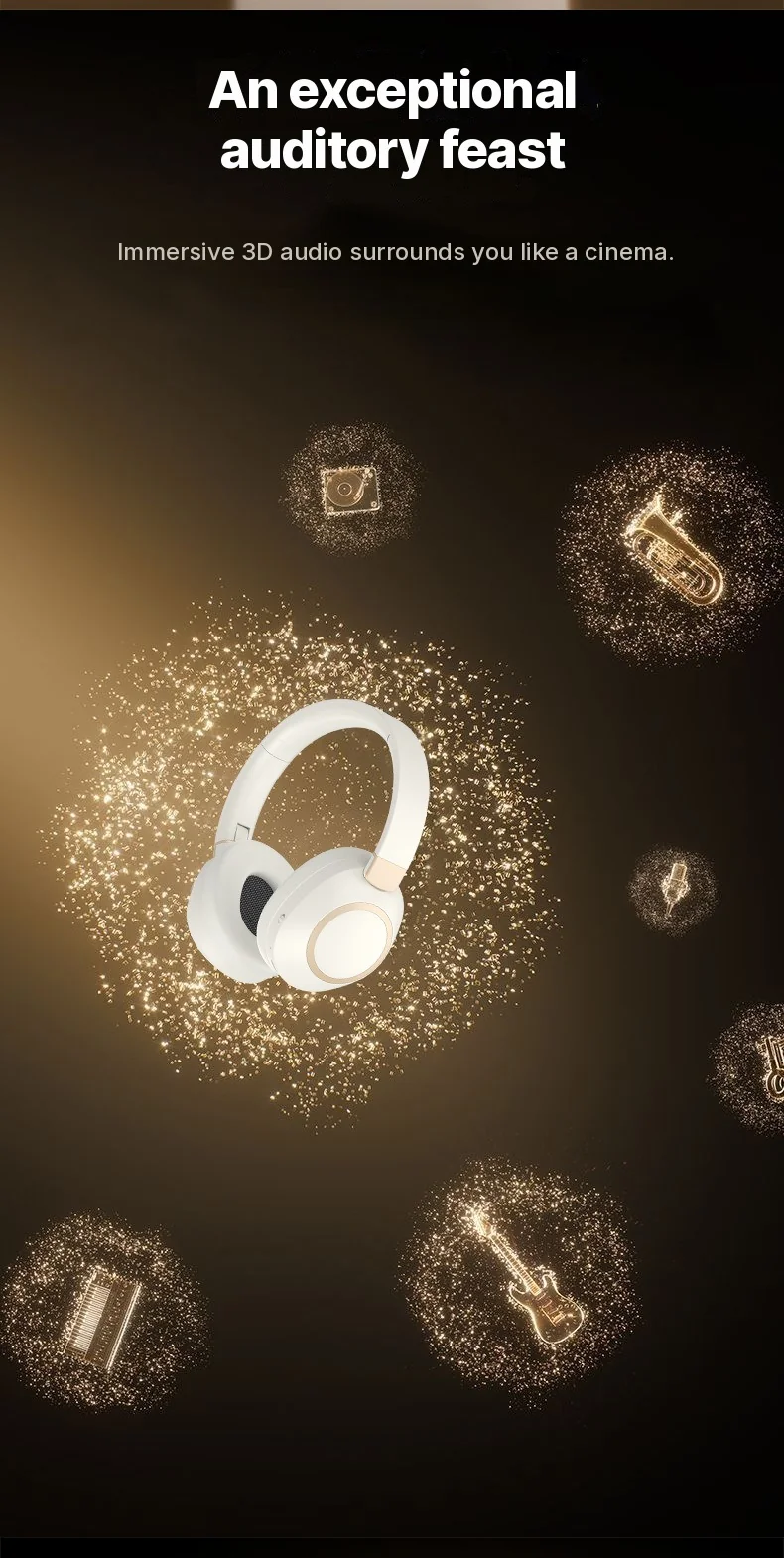 Active Noise Cancelling Wireless Bluetooth Headphones Over-Ear Stereo