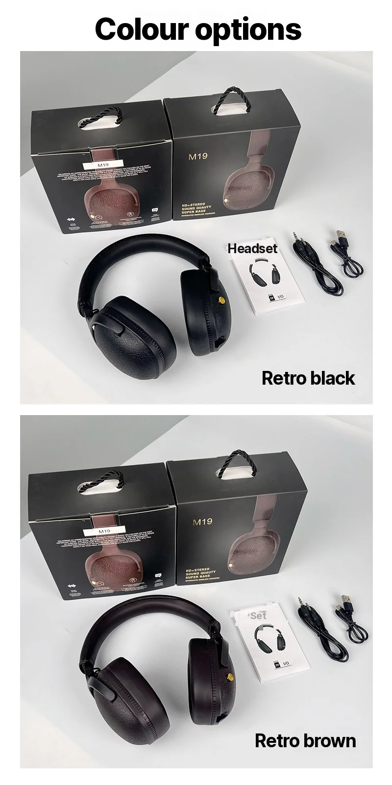 Retro stila bezvadu Bluetooth austiņas ar mikrofonu