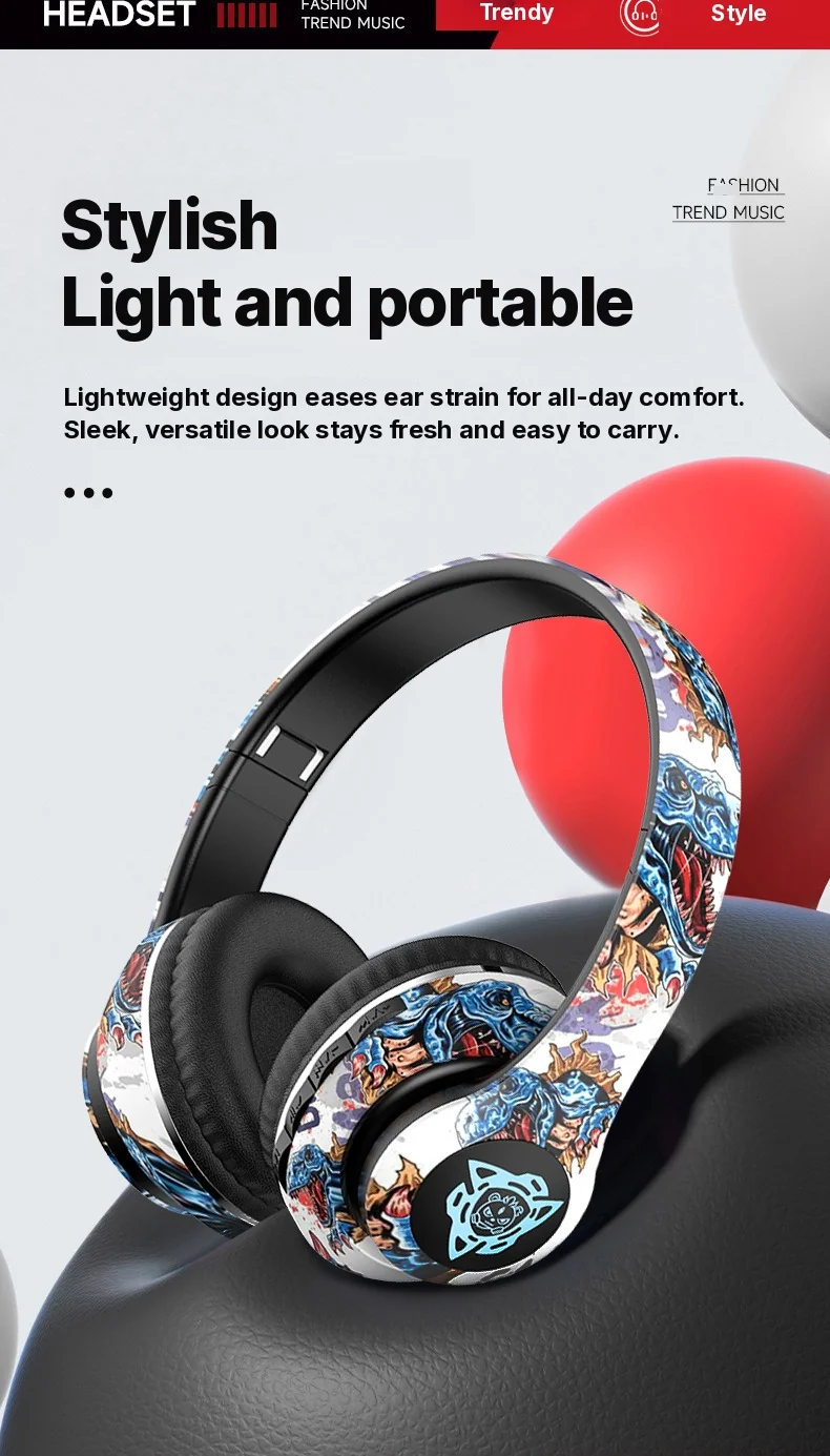 Wireless Bluetooth Over-Ear Headphones with Mic, 40mm Driver, 350mAh Battery