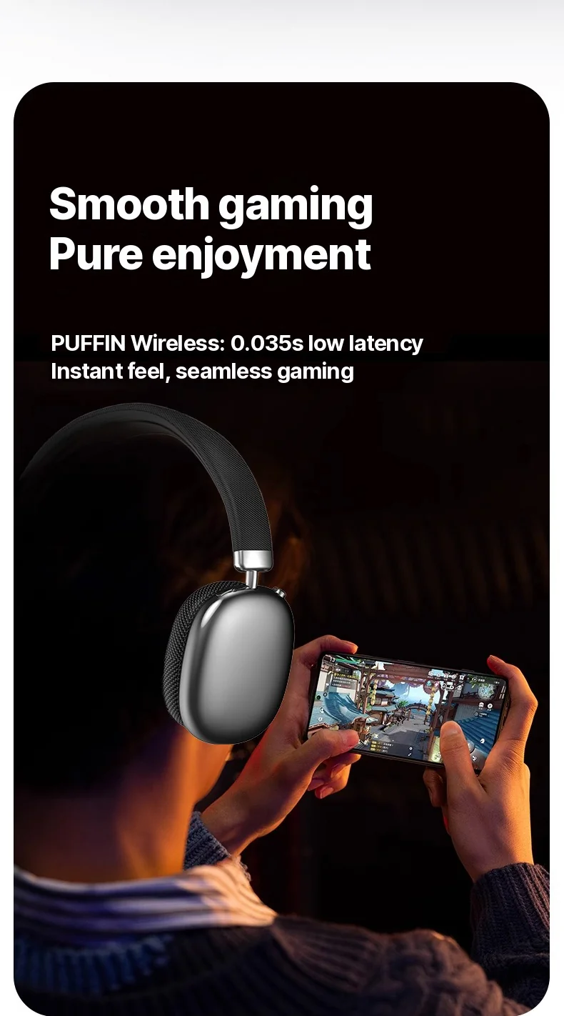 Over-Ear Bluetooth-hovedtelefoner med drejeknap, FM-radio og lang batterilevetid