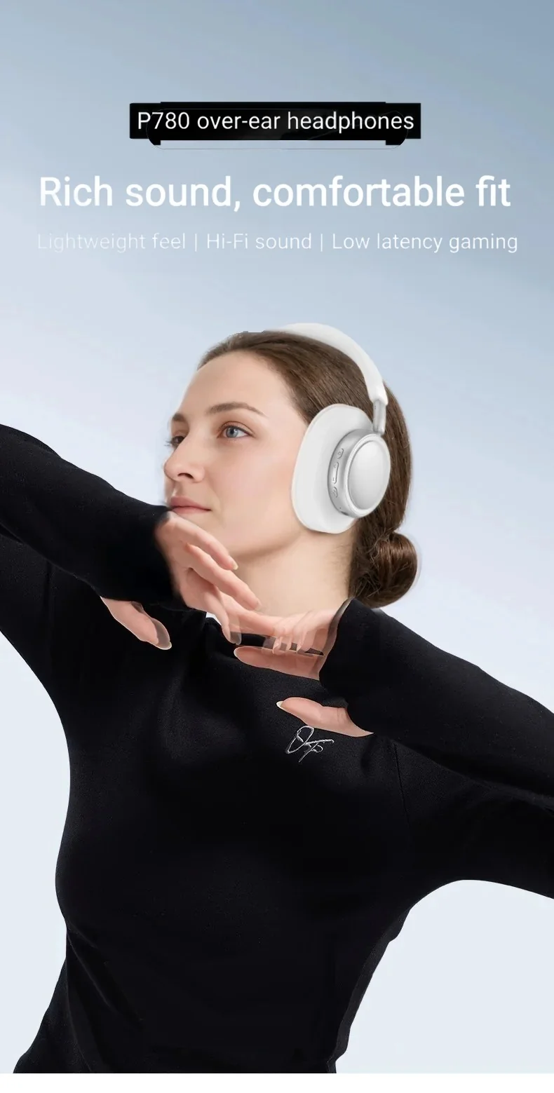 Bezdrôtové Bluetooth slúchadlá s hlbokými basmi a nabíjaním Type-C