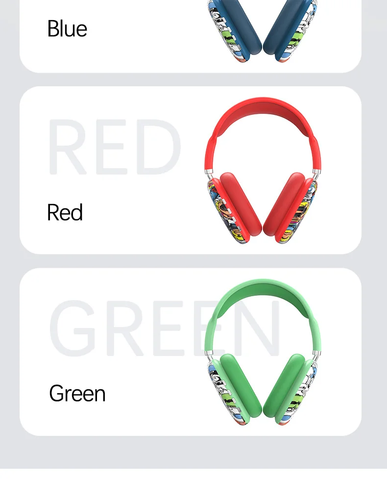Graffiti Over-Ear Wireless Headphones with TF Card and AUX