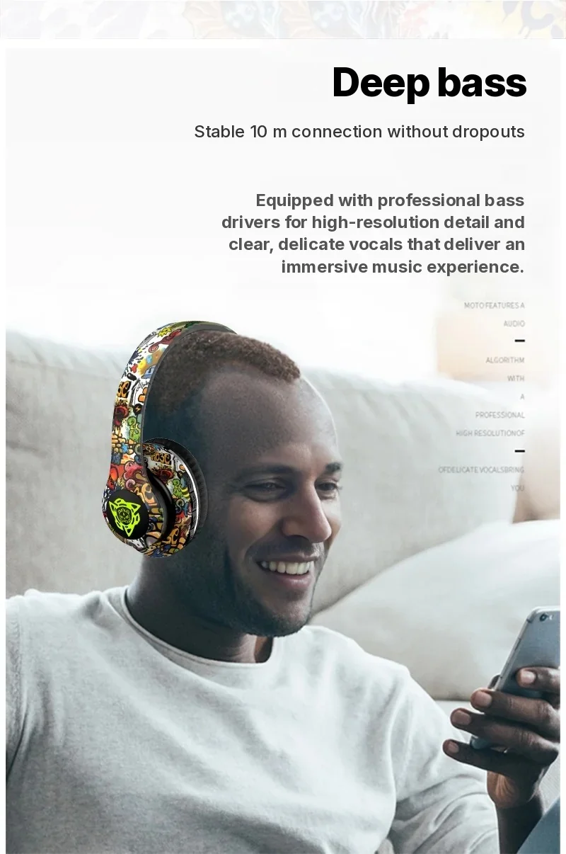Fone de Ouvido Bluetooth Dobrável Over-Ear com Design Grafite