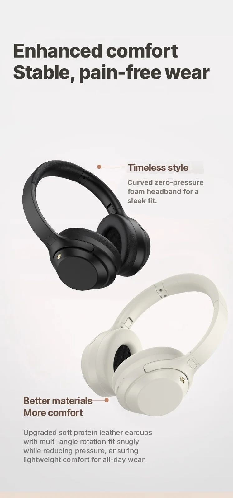 Over-Ear Wireless Bluetooth Headphones with Active Noise Cancelling