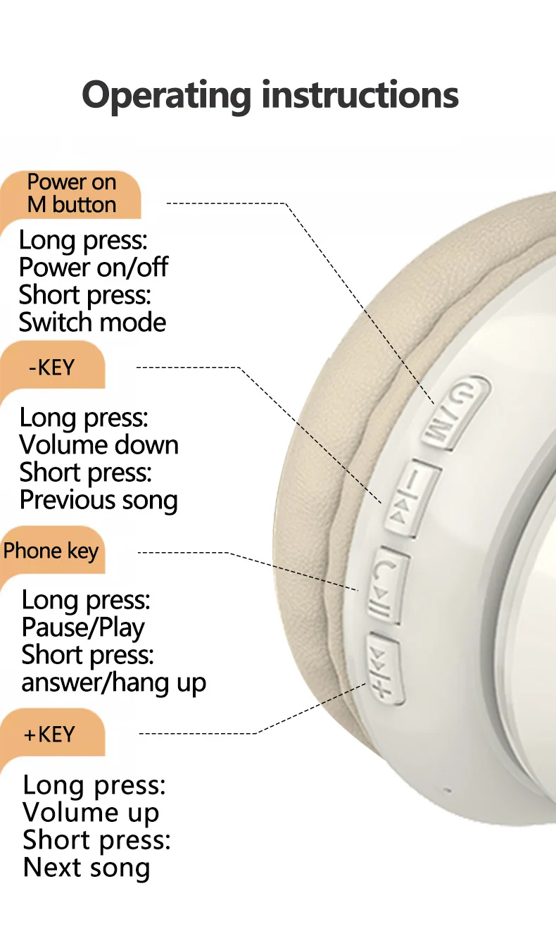 Cuffie Wireless Bluetooth Over-Ear con Luci LED e Microfono