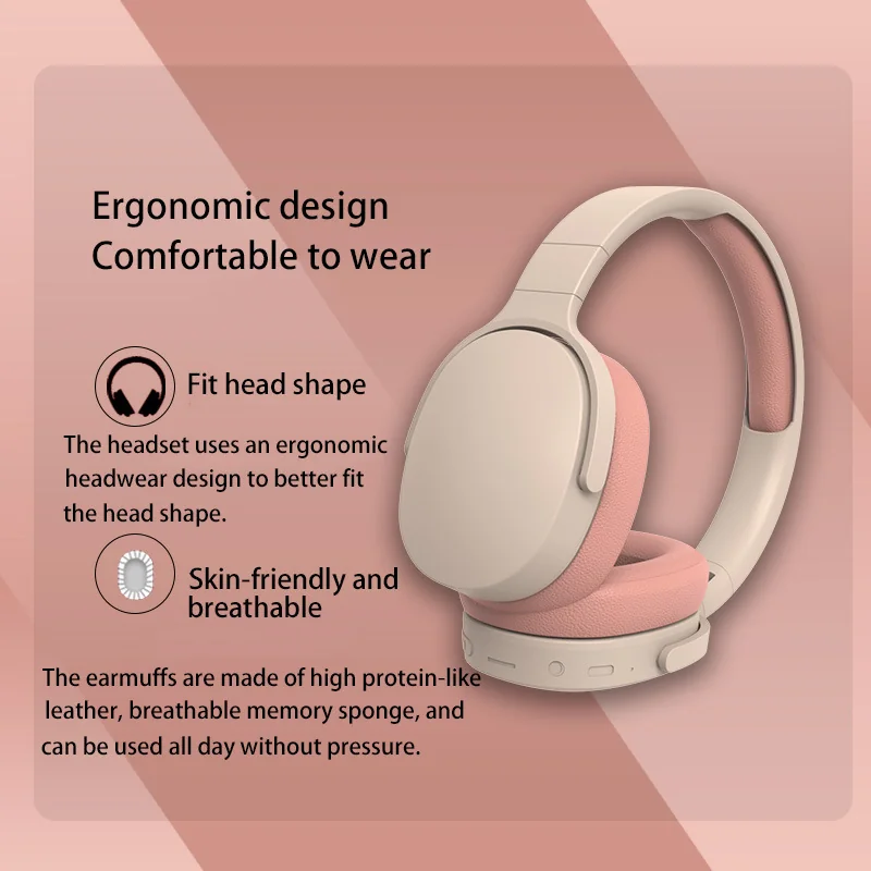 Wireless Bluetooth 5.4 Over-Ear Headphones with FM Radio and Bass