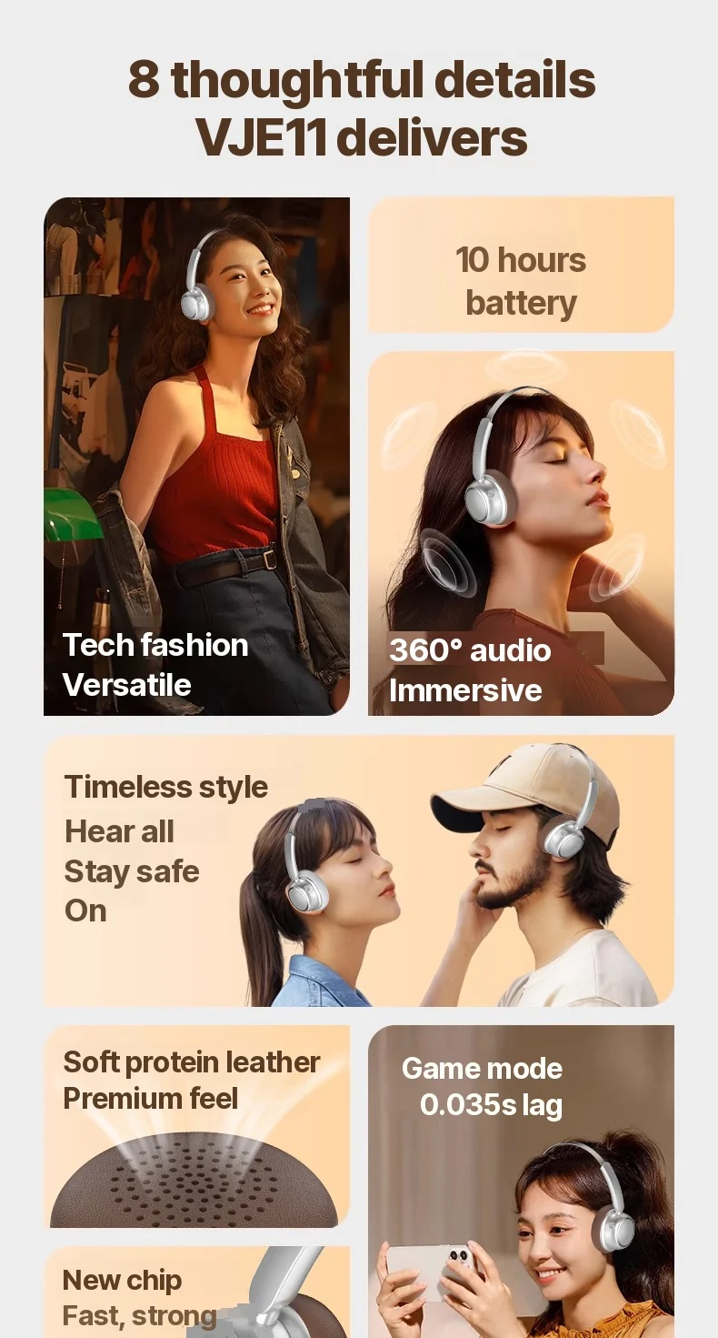 Ретро беспроводные Bluetooth-наушники с металлическим оголовьем и долгим временем работы