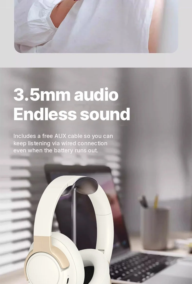Over-Ear Wireless Headphones with Active Noise Cancelling and 35h Battery