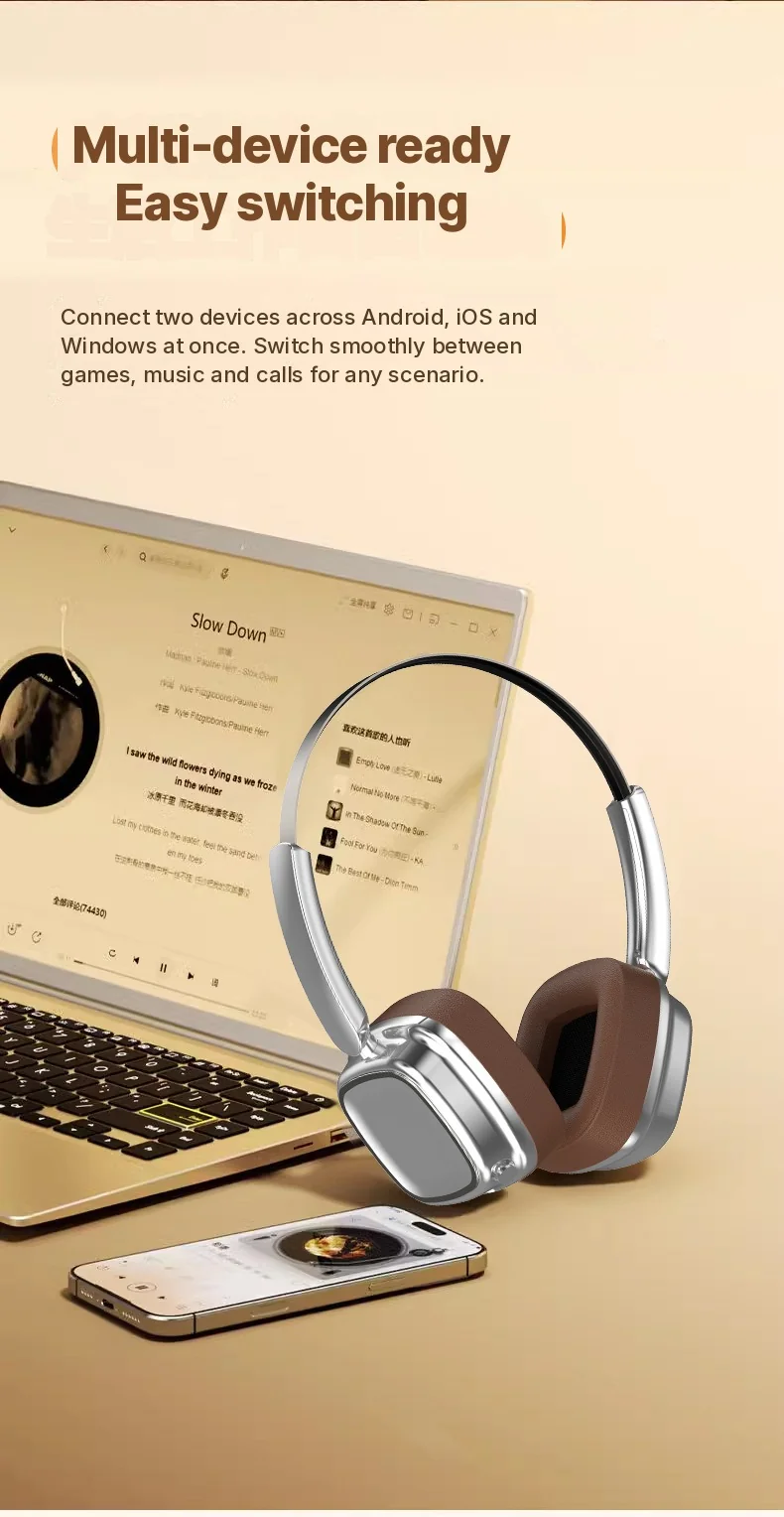 Retro over-ear trådløse hovedtelefoner Bluetooth 5.4 Stereo Bas
