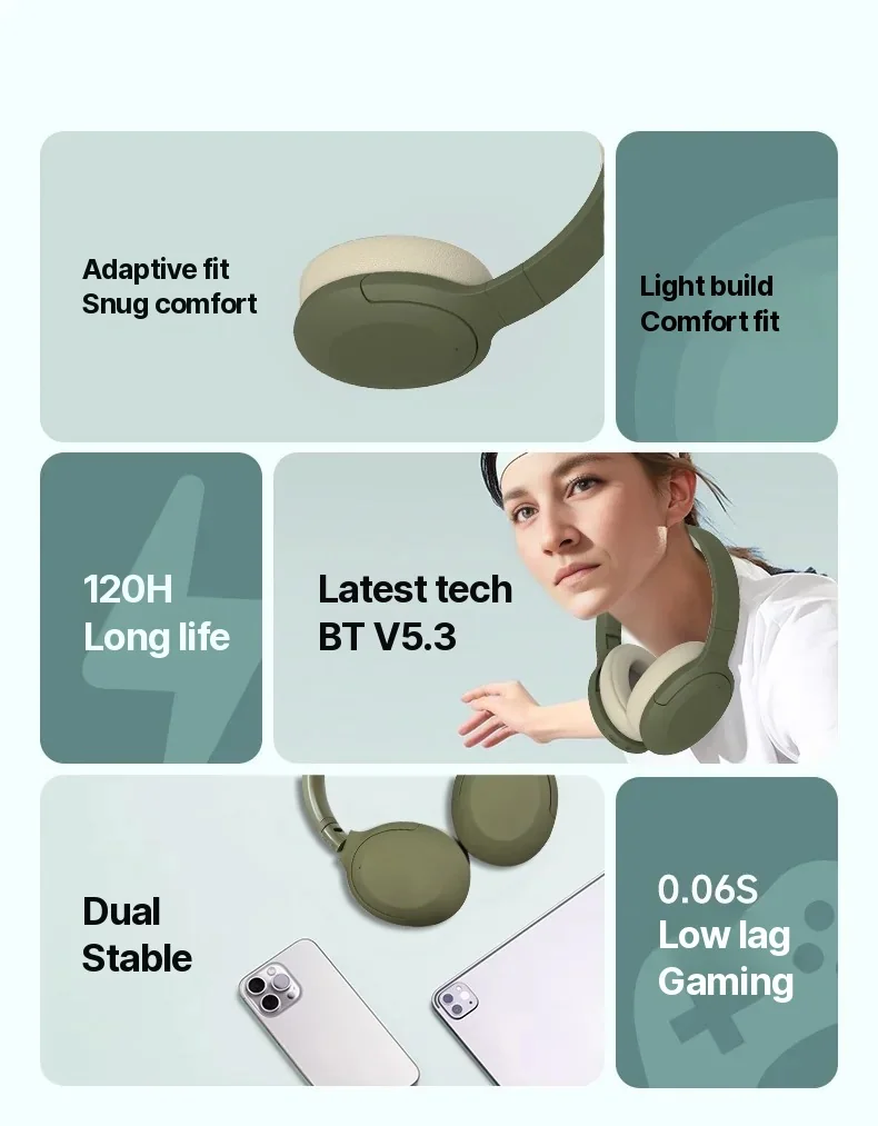 Kabellose Bluetooth Over-Ear-Kopfhörer mit FM-Radio und langer Akkulaufzeit