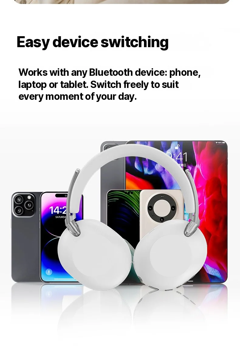 Over-Ear Wireless Bluetooth Headphones with Active Noise Cancelling