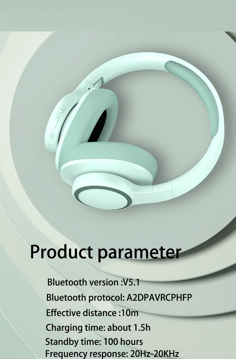 Wireless Bluetooth Over-Ear Headphones with FM Radio and TF Card Slot