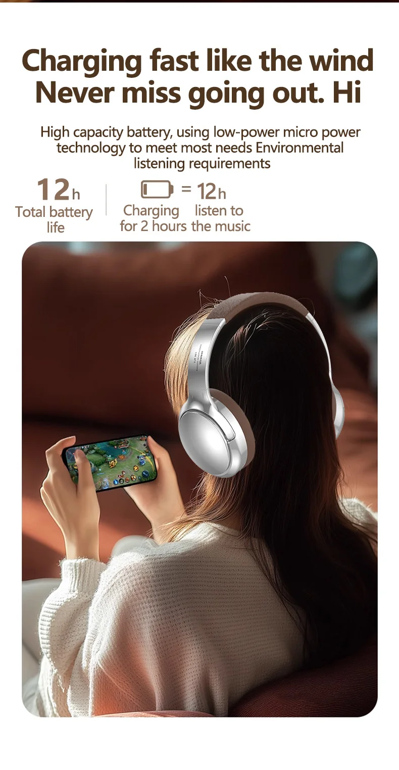 Retro trådløse Bluetooth over-ear hovedtelefoner med mikrofon