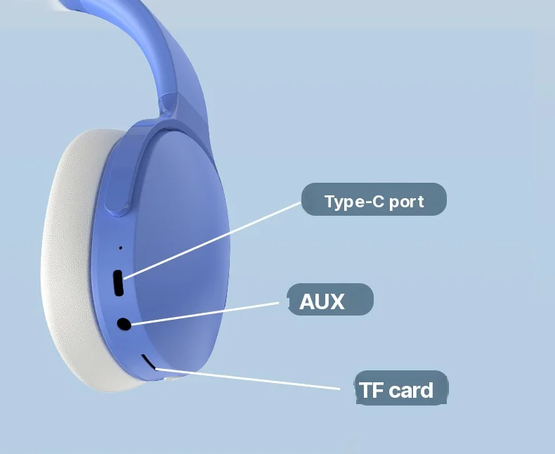 Fon Telinga Bluetooth Over-Ear Tanpa Wayar dengan Hayat Bateri Panjang