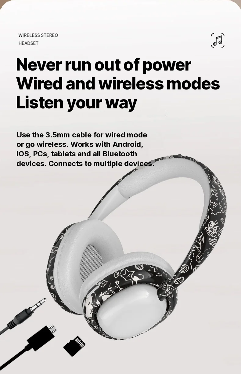 Fones de Ouvido Bluetooth Over-Ear com Graves Profundos e Conectividade Sem Fio