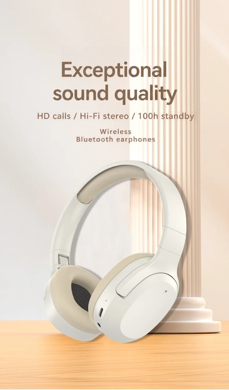 On-ear Bluetooth-hörlurar med bas, AUX och TF-kortstöd