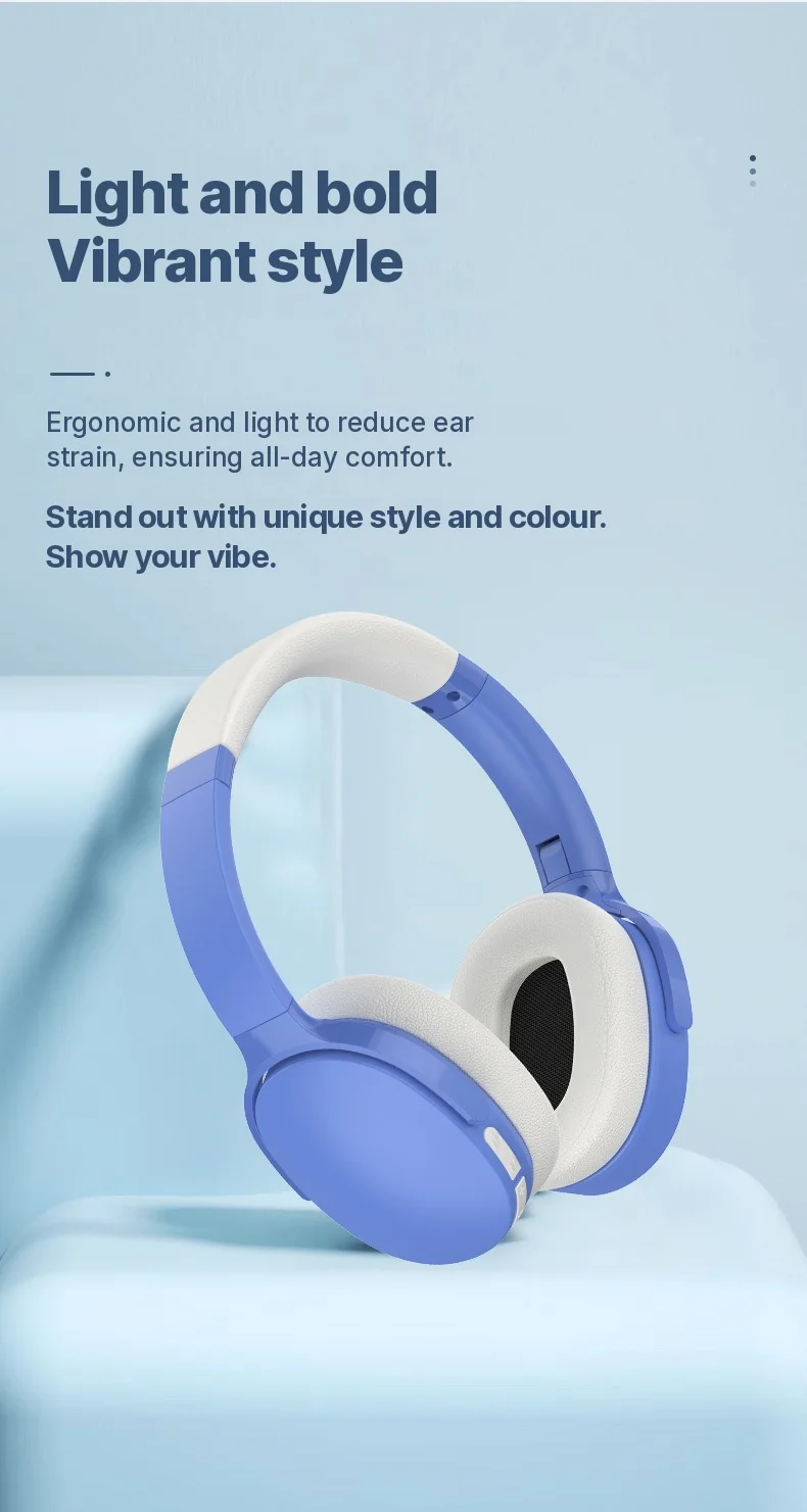 Fon Telinga Bluetooth Over-Ear Tanpa Wayar dengan Hayat Bateri Panjang