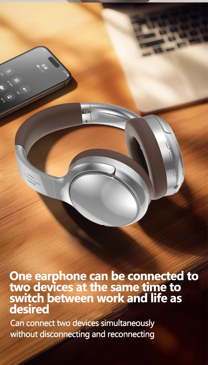 Retro trådløse Bluetooth over-ear hovedtelefoner med mikrofon