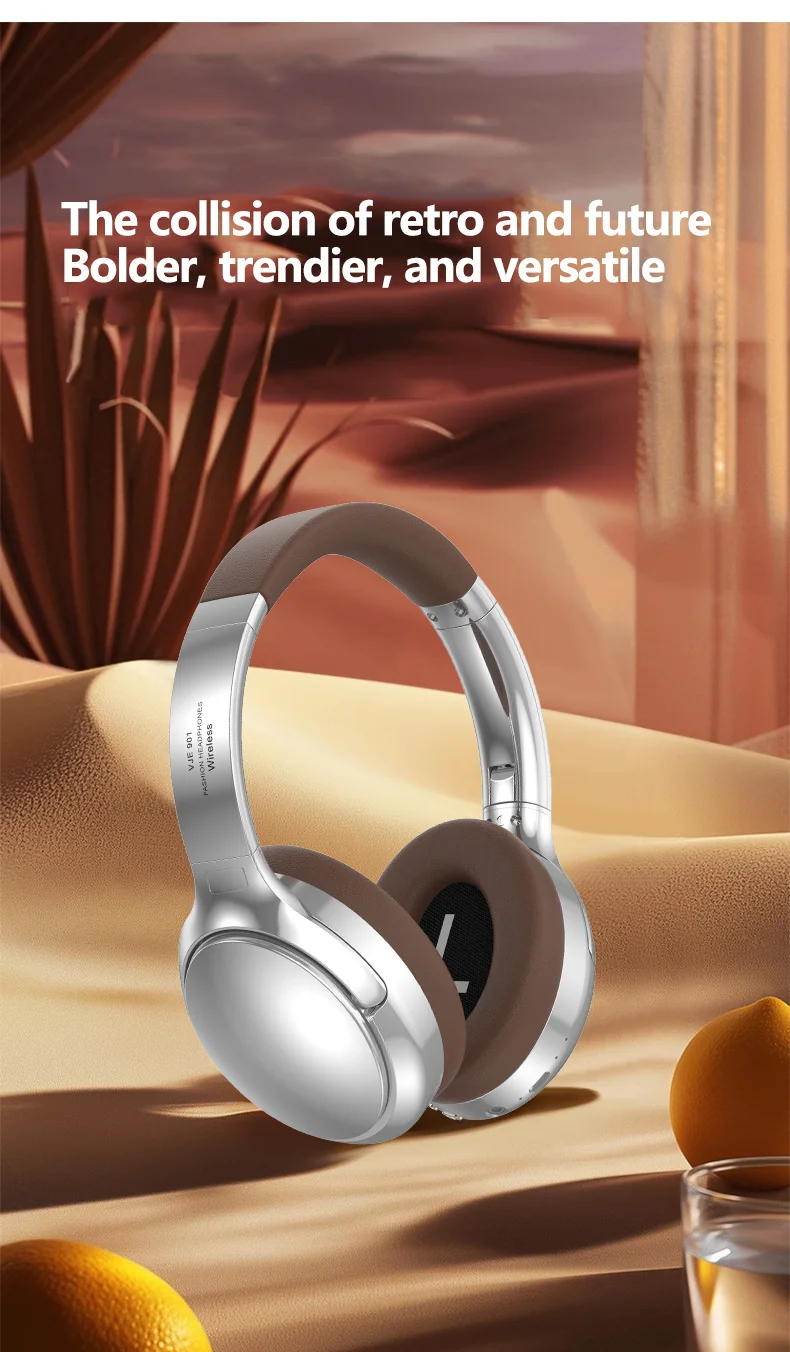 Retro trådløse Bluetooth over-ear hovedtelefoner med mikrofon