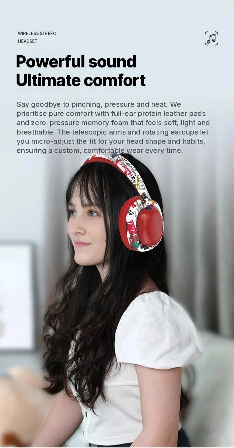 Over-Ear Bluetooth Headphones with Deep Bass and Wireless Connectivity