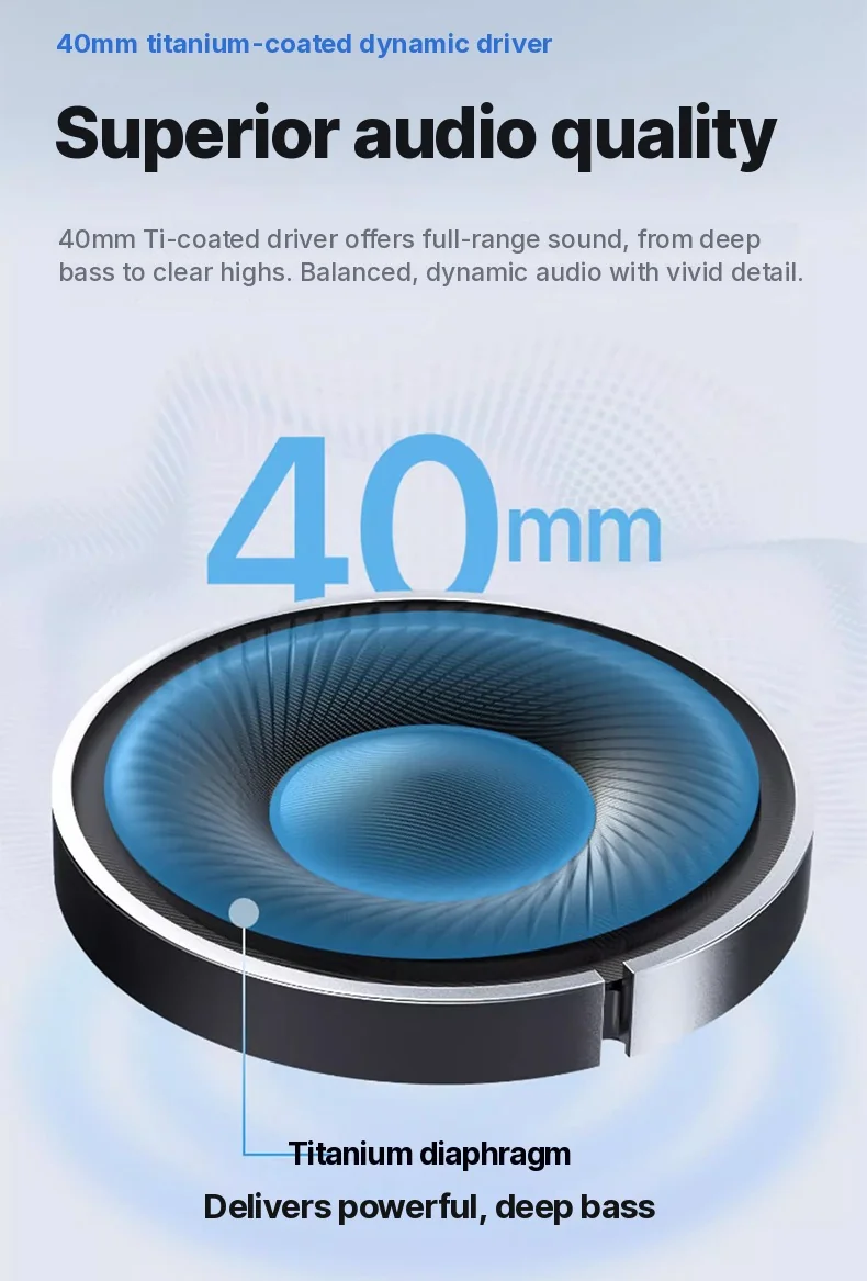 Wireless Over-Ear-Kopfhörer mit langer Akkulaufzeit und Bluetooth 5.4