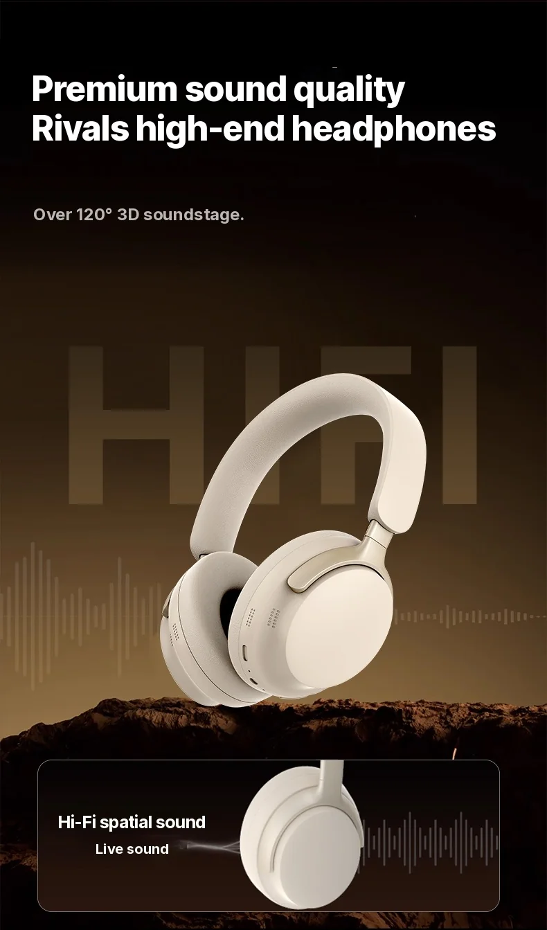 Fon Kepala Over-Ear Bluetooth Tanpa Wayar dengan Pengecasan Type-C dan Bunyi Stereo