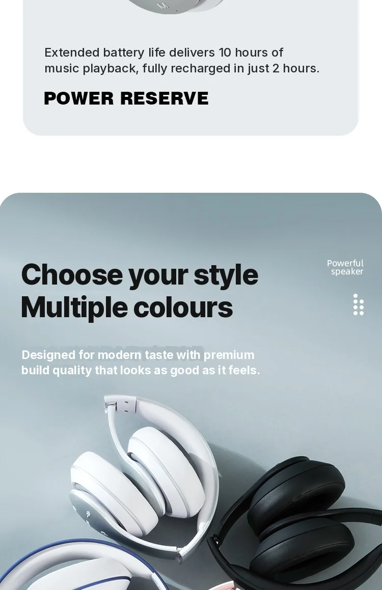 Over-ear draadloze Bluetooth-hoofdtelefoon met lange batterijduur