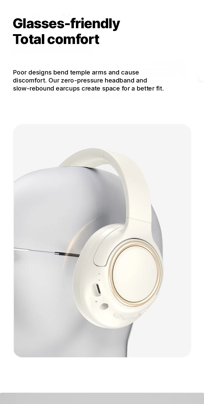 Active Noise Cancelling Wireless Headphones with Mic, 35H Battery