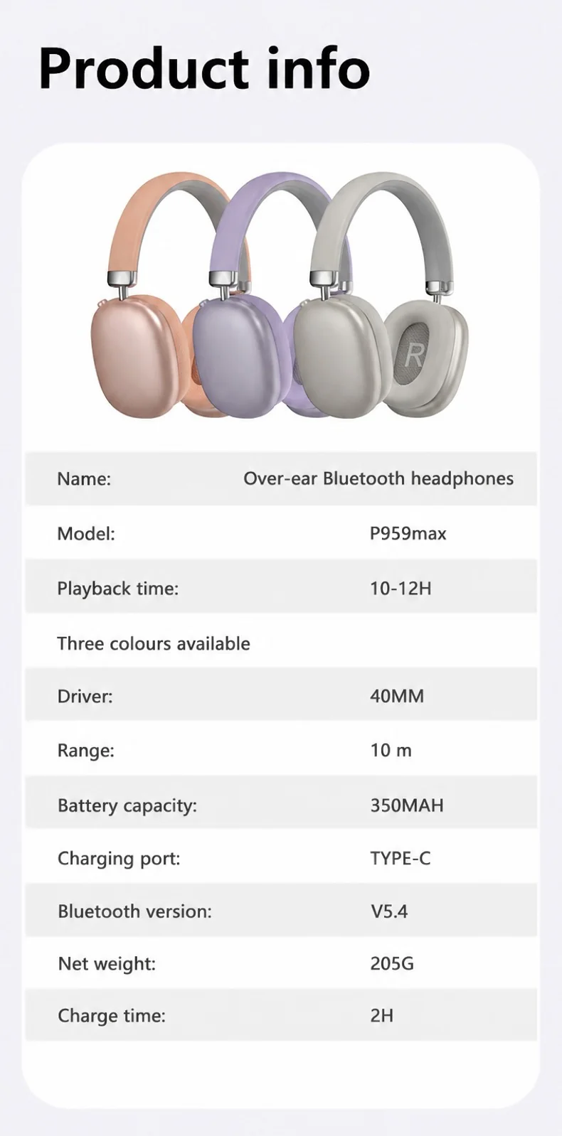 Bezdrátová sluchátka přes uši Bluetooth 5.4 dlouhá výdrž skládací
