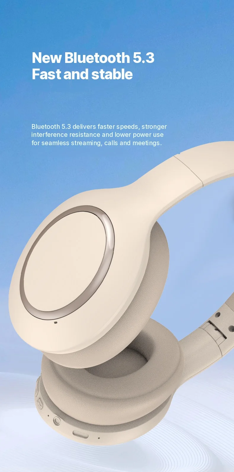 Over-Ear Bluetooth Headphones with Active Noise Cancelling and Long Battery Life