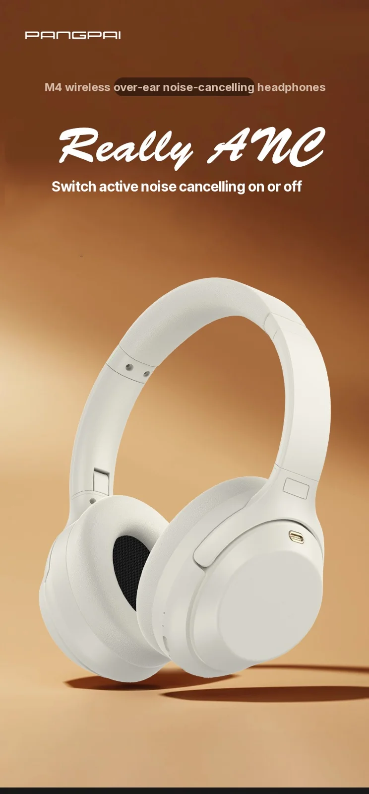 Over-Ear Wireless Bluetooth Headphones with Active Noise Cancelling