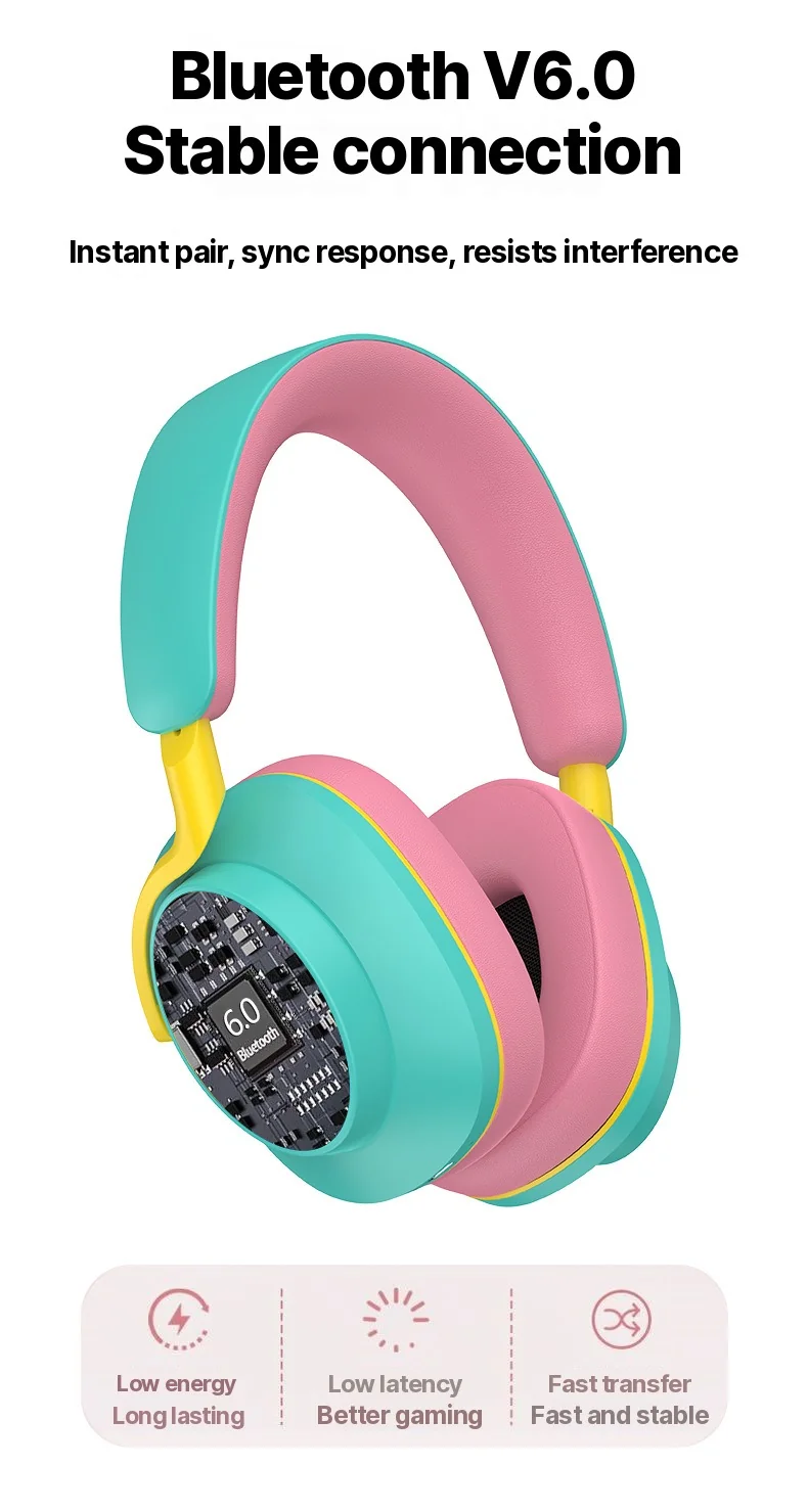 Wireless Over-Ear Headphones with FM Radio and Long Battery Life