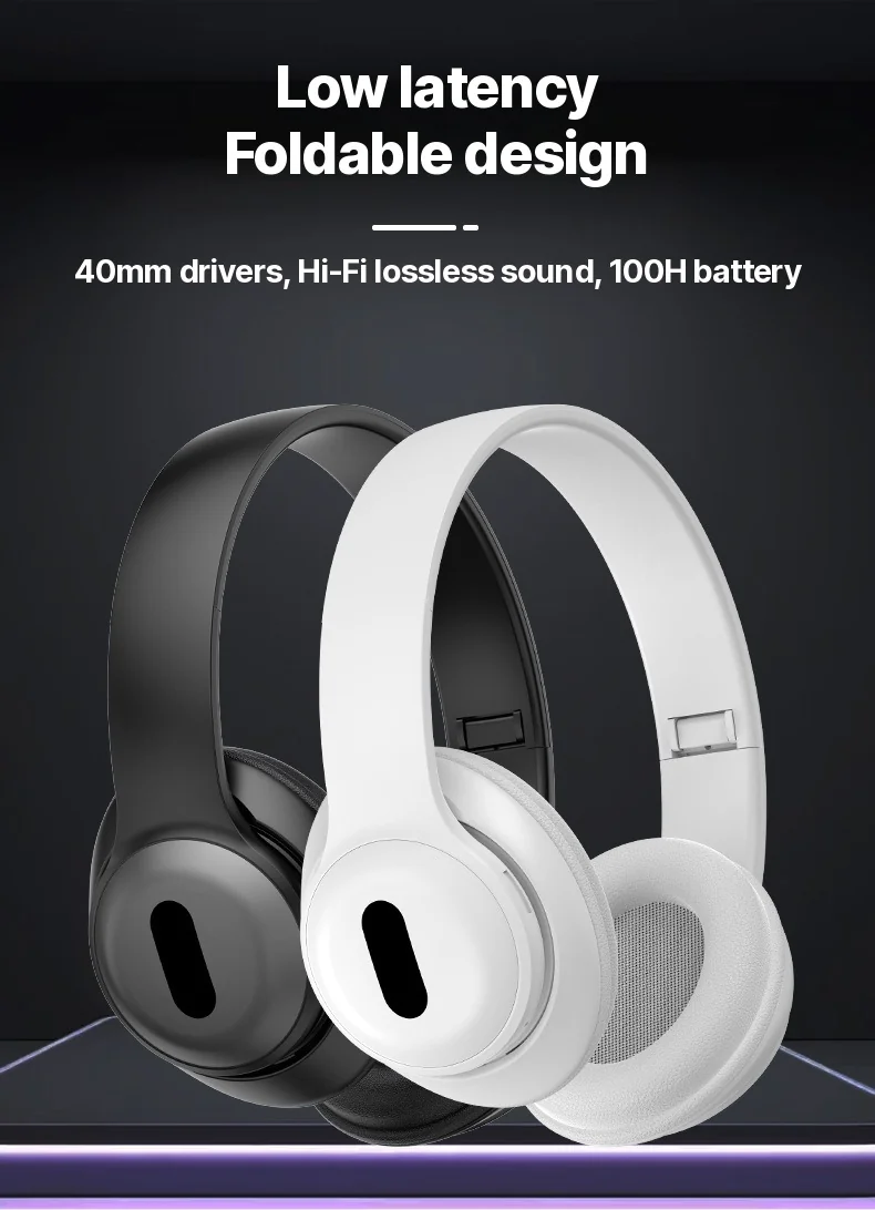 Over-Ear Wireless Bluetooth Headphones with FM Radio and TF Card Slot