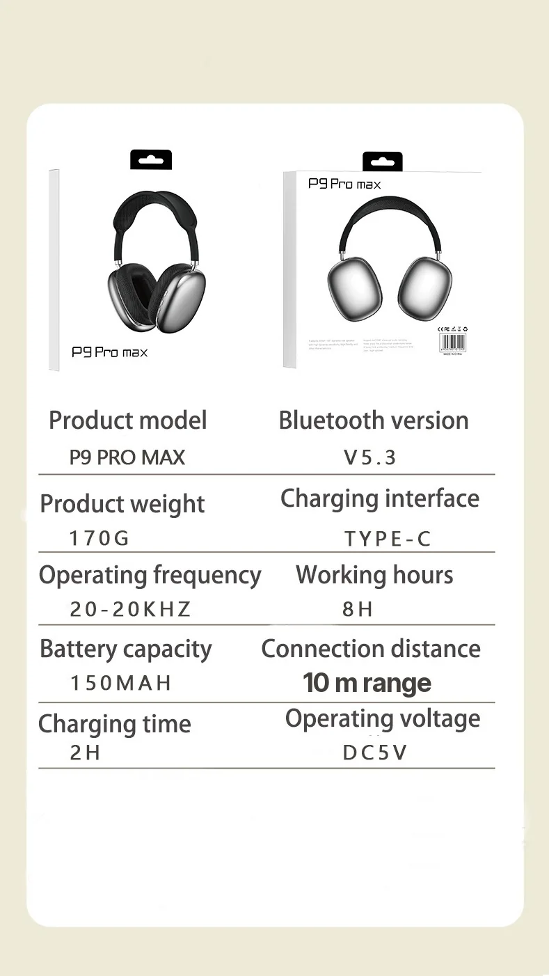 Wireless Bluetooth Over-Ear Headphones with FM Radio and TF Card Slot