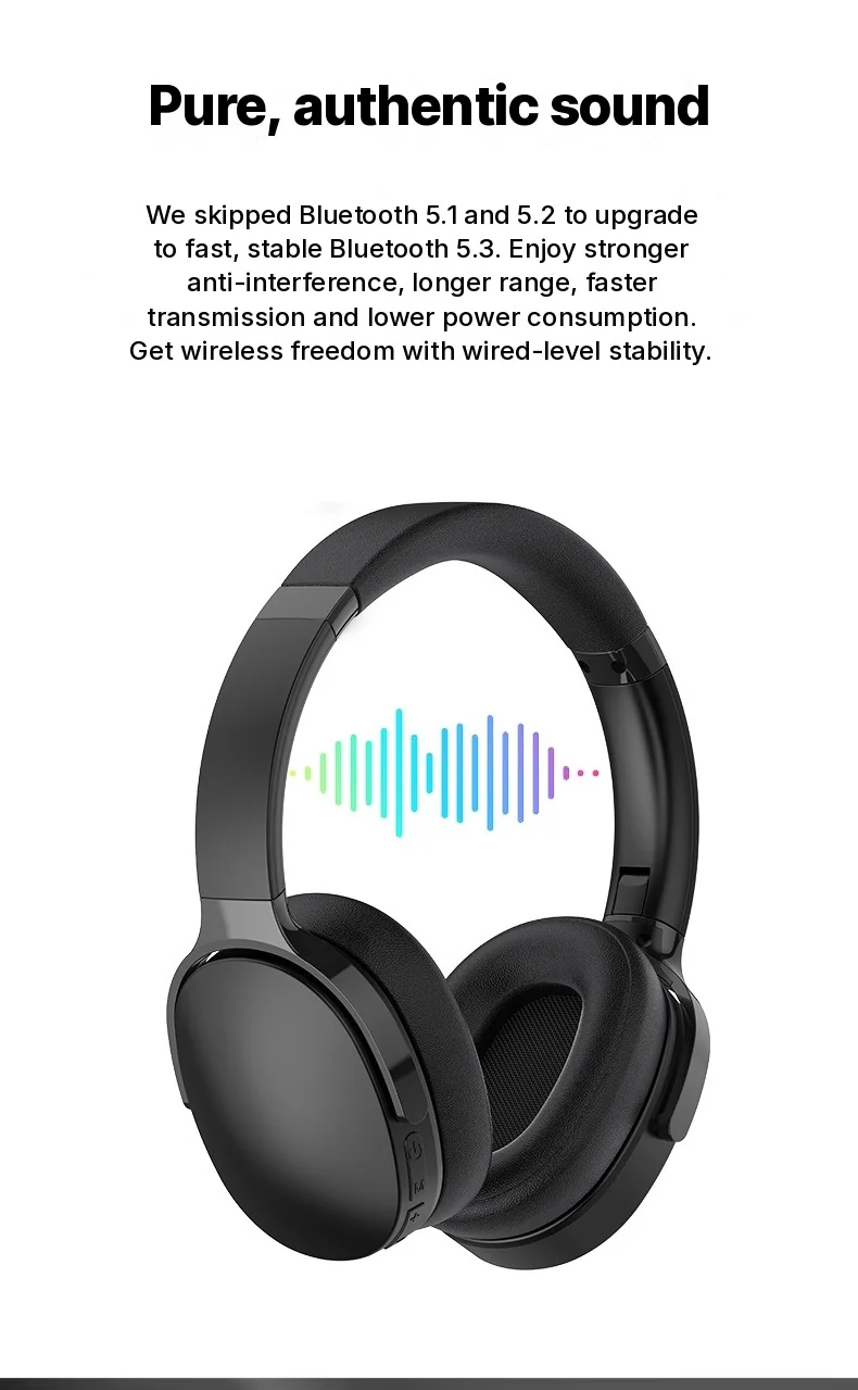 Fones de Ouvido Bluetooth Sem Fio Over-Ear com Três Modos EQ e Microfone