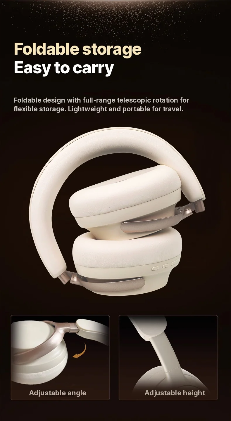 Fon Kepala Over-Ear Bluetooth Tanpa Wayar dengan Pengecasan Type-C dan Bunyi Stereo