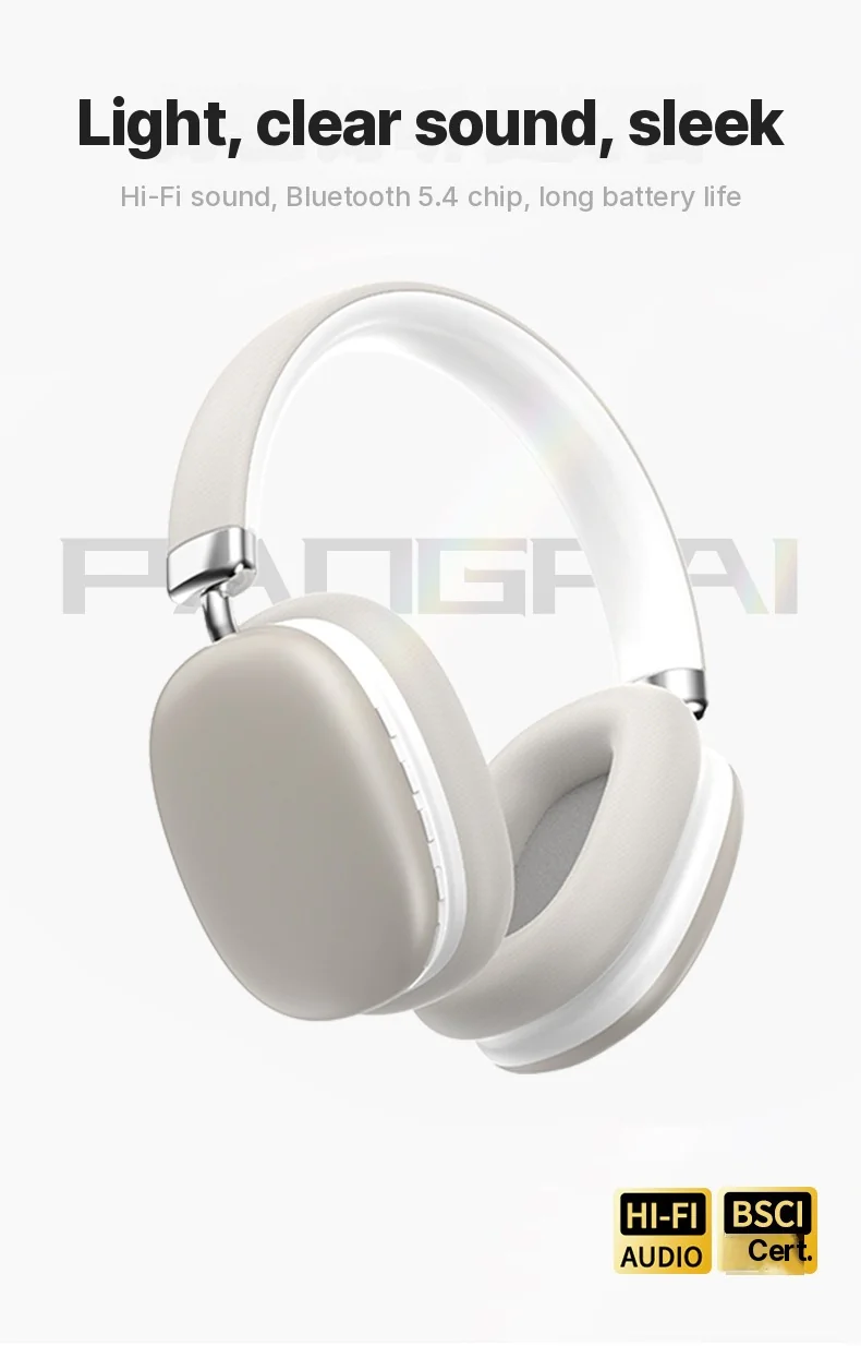 Wireless Bluetooth Over-Ear Headphones with Deep Bass and Type-C Charging