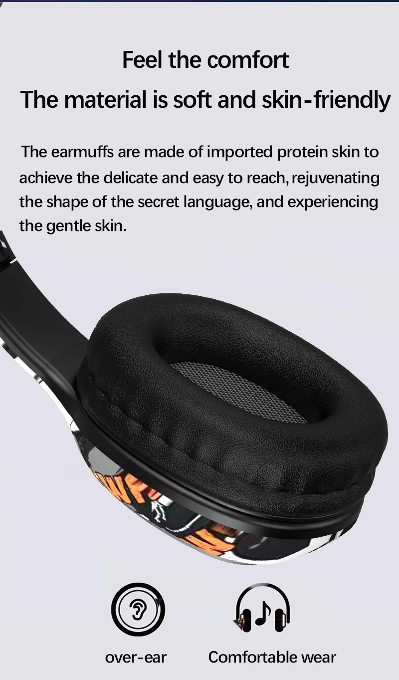 Wireless Over-Ear Headphones with TF Card Slot and Bluetooth