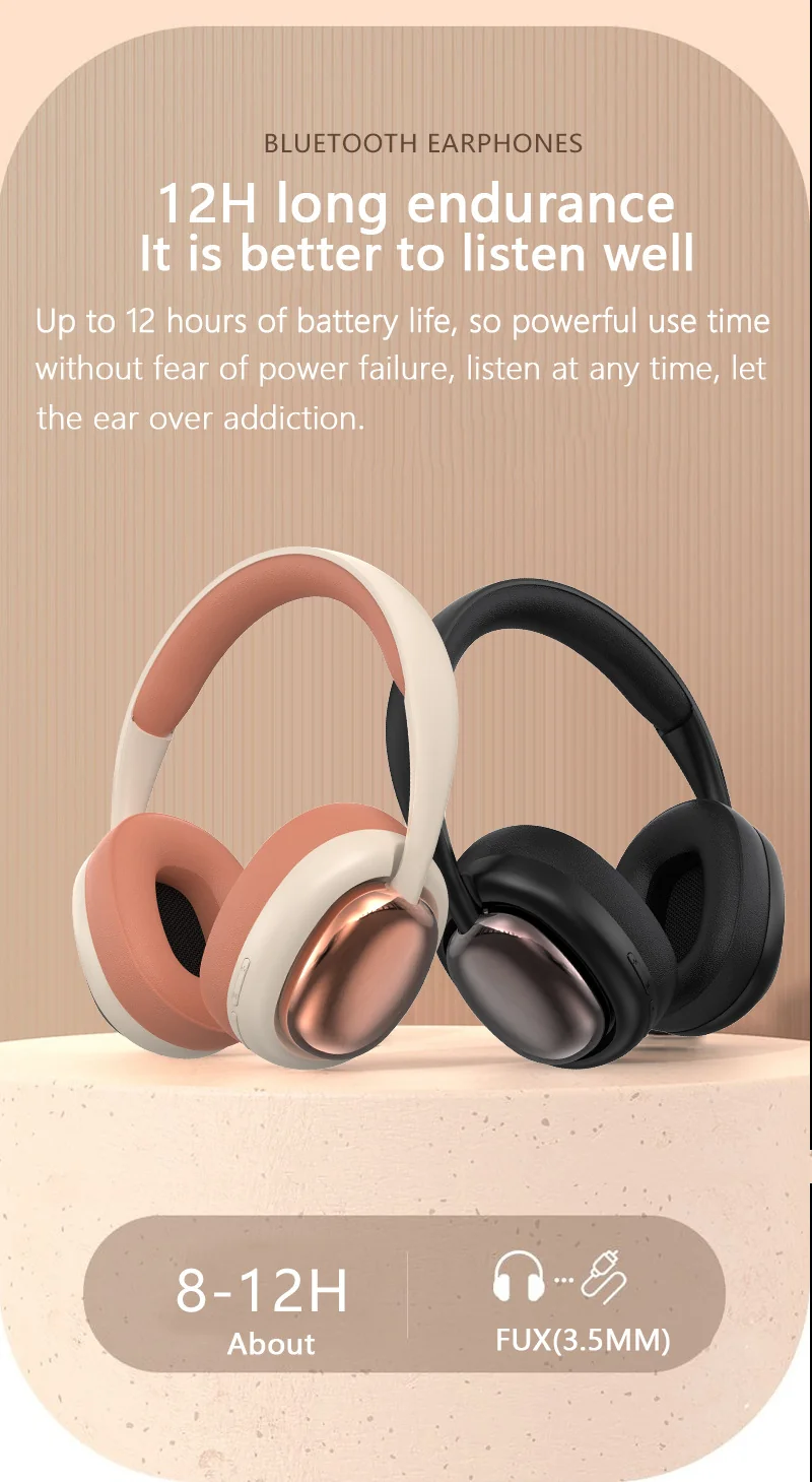Wireless Over-Ear Headphones with Bluetooth 5.3 and Long Battery Life
