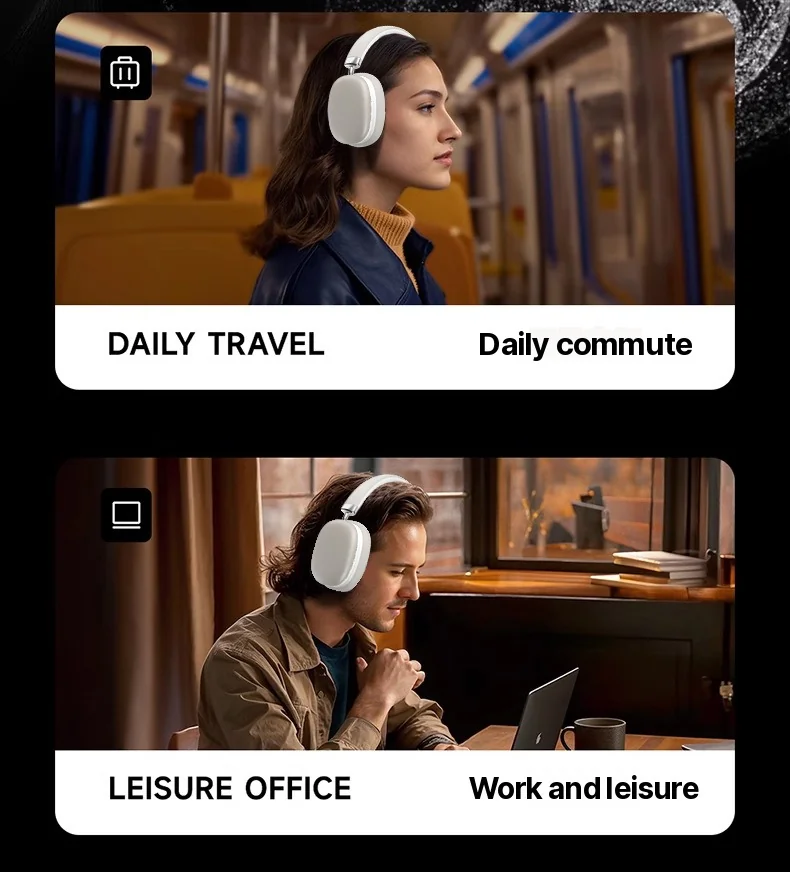 Wireless Bluetooth Over-Ear Headphones with Deep Bass and Type-C Charging